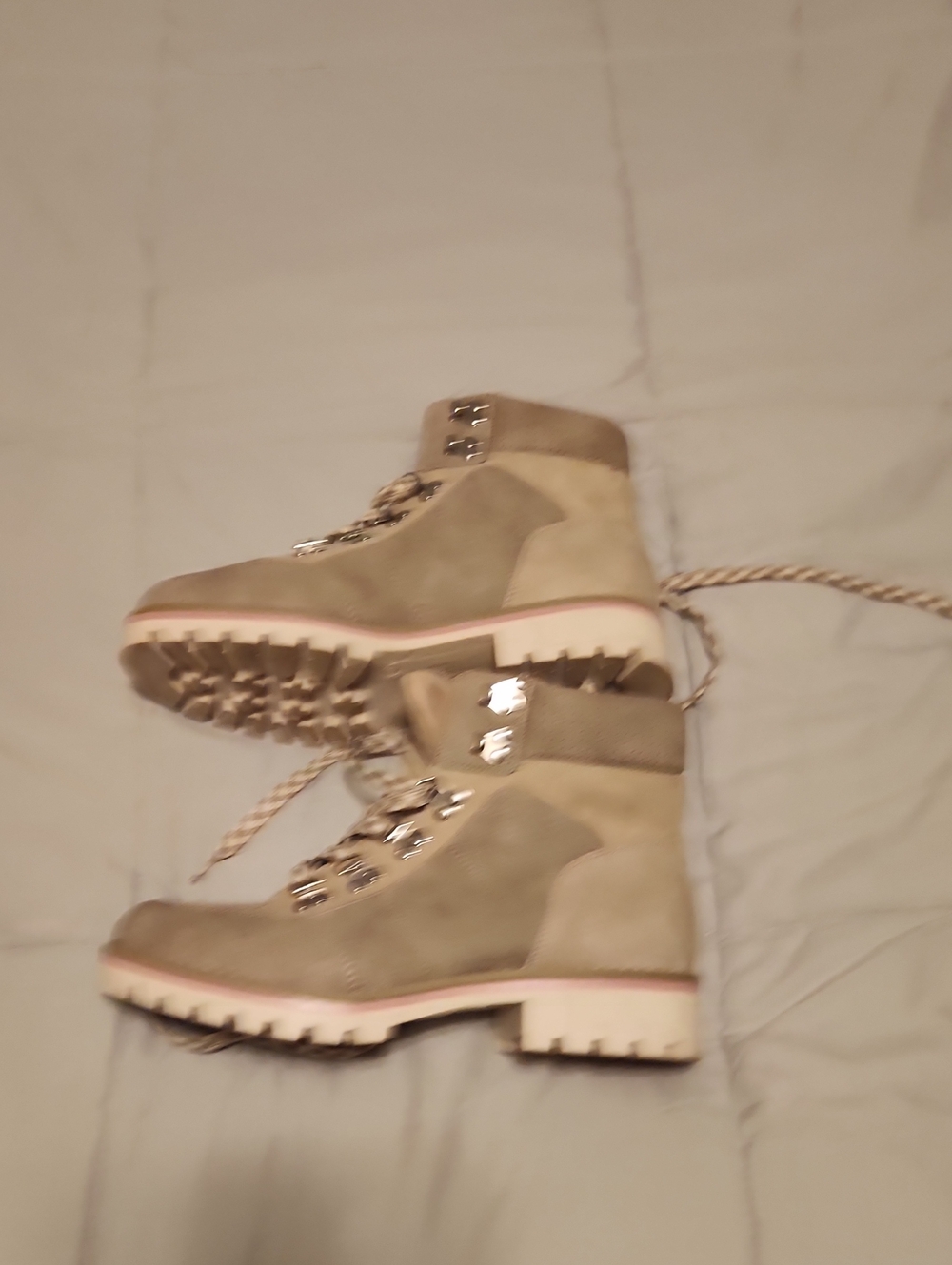 Crown Vintage Taupe Lace-Up Hiking Ankle Boots, 8.5 Size